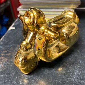 Gold moped coin bank